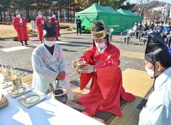 2020년 원주시 농업인의 날 삼토제례 모습. 뉴시스