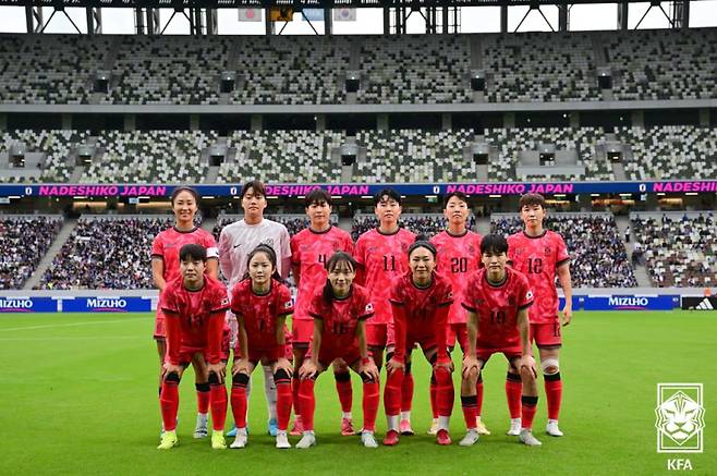 10월26일 일본과 친선경기에 나선 여자축구 대표팀. 대한축구협회