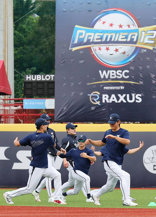 ▲ 대만 현지 적응 훈련에 처음 나선 한국 야구대표팀 선수들 ⓒ 연합뉴스