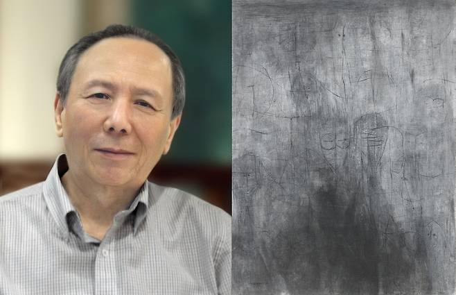 오른쪽은 1976년작 허상(장지에 먹 분채) 제자 김선두 교수에 따르면 허상은 도시의 뒷골목 군상을 추상적으로 표현한 작품이다. [김선두 교수 제공]