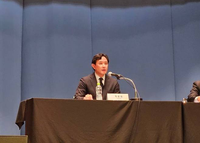 최윤범 고려아연 회장이 13일 서울 중구 대한상공회의소에서 열린 기자회견에서 발언하고 있다. ⓒ데일리안 정진주 기자