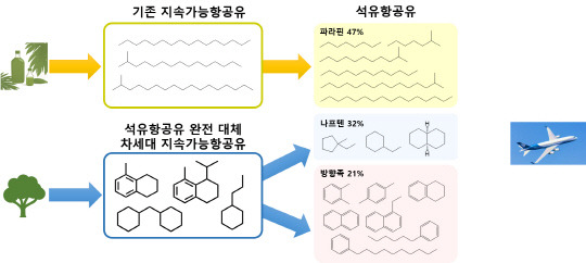 한국과학기술연구원(KIST)은 나무나 풀 등 식물자원을 활용해 고에너지 성분이 포함된 '차세대 지속가능 항공유'를 개발했다. KIST 제공