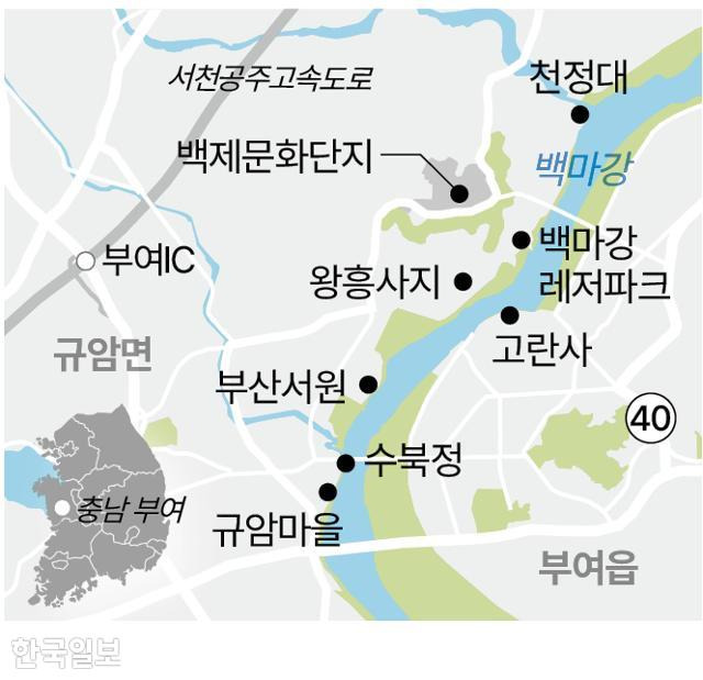 백마강 주변 부여 여행 지도. 그래픽=이지원 기자