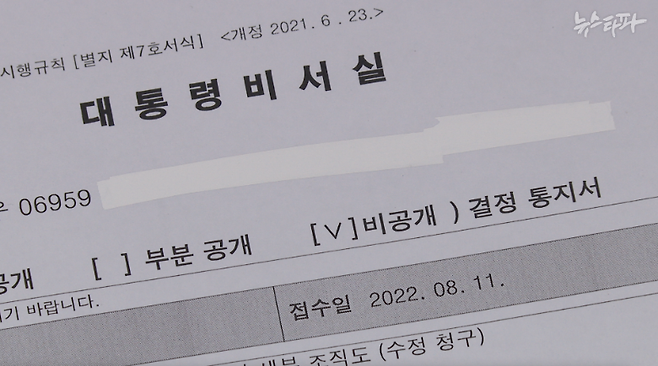 뉴스타파와 시민단체 '투명사회를 위한 정보공개센터'는 지난 2022년, 윤석열 대통령비서실을 상대로 직원 명단에 대한 정보공개를 청구했다. 대통령비서실은 '직원 명단이 공개되면 국가 안보에 위협이 될 수 있다'는 등 이유로 비공개 처분을 내렸다. 