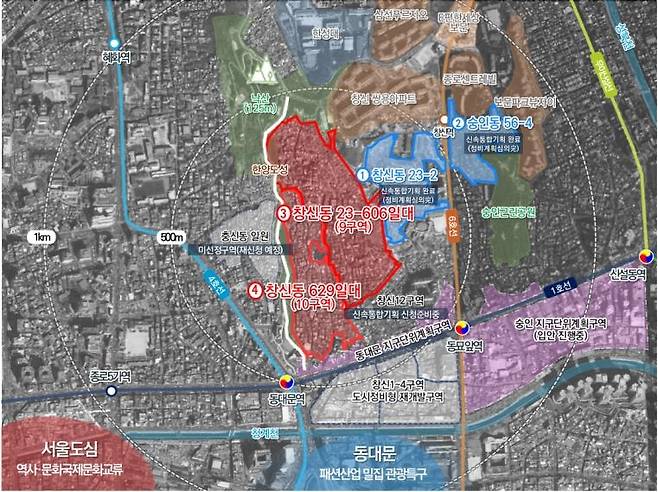 창신동 23-606(옛 창신9구역)과 629(옛 창신10구역) 위치도 [서울시 제공. 재판매 및 DB 금지]