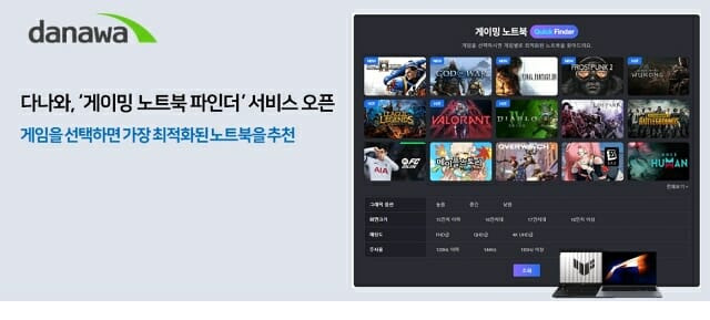 커넥트웨이브 가격비교서비스 다나와가 14일 게이밍 노트북 파인더 서비스를 런칭했다. (사진=다나와)