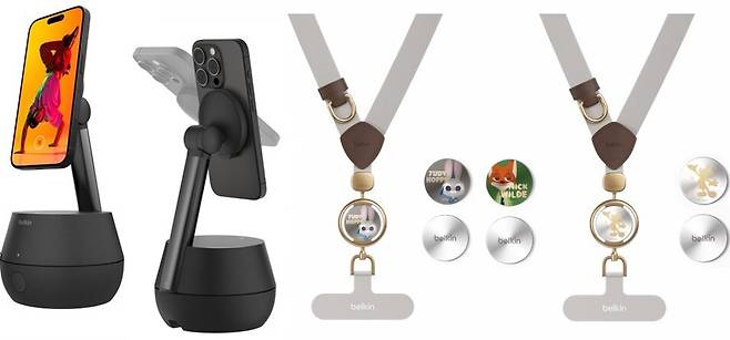 ▲ 오토 트래킹 스탠드 프로 맥세이프 충전 독킷(좌) 
디즈니 스마트폰 유틸리티 크로스바디 스트랩(우)