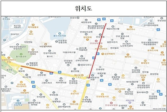 서인사거리 금산교차료 일원 도로 재포장 위치도 [사진=안성시]