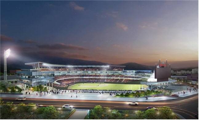 부산시가 공개한 사직 신구장 조감도. 사직 신구장은 2025년 설계 공모를 시작으로 본격 추진되며, 2028년 재건축을 시작해 2030년 완공될 예정이다. 사진제공=부산시