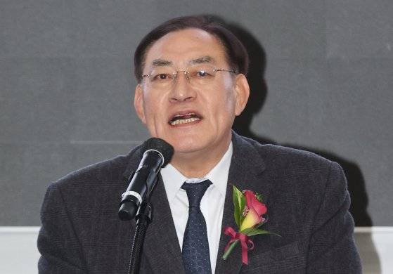 국민체육진흥공단 신임 이사장으로 취임하며 소감을 밝히는 유도 영웅 하형주. 연합뉴스