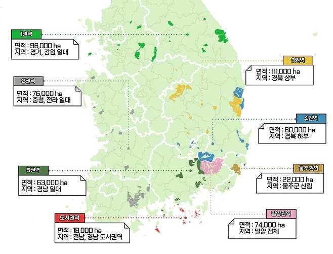 무인항공기 예찰 조사 대상지 [한국임업진흥원 제공. 재판매 및 DB 금지]