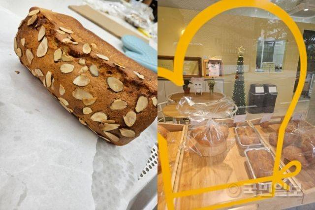 경기도 포천에서 베이커리 카페를 운영하는 송지혜씨가 한 손님을 위해 만든 '밤 식빵'. 손님은 암 투병 중인 아내를 위해 밤 식빵을 만들어 달라고 송씨에게 부탁했다. 오른쪽은 송씨 카페의 내부 모습. 송지혜씨 제공