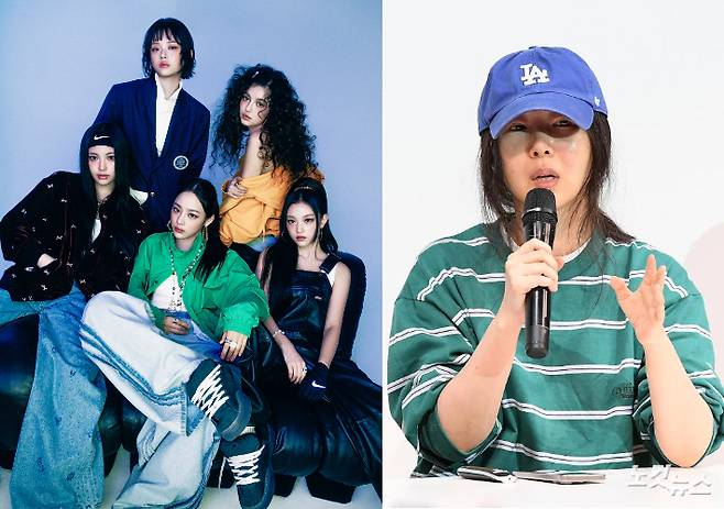 그룹 뉴진스(왼쪽)와 민희진 전 어도어 대표. 박종민 기자·어도어 제공