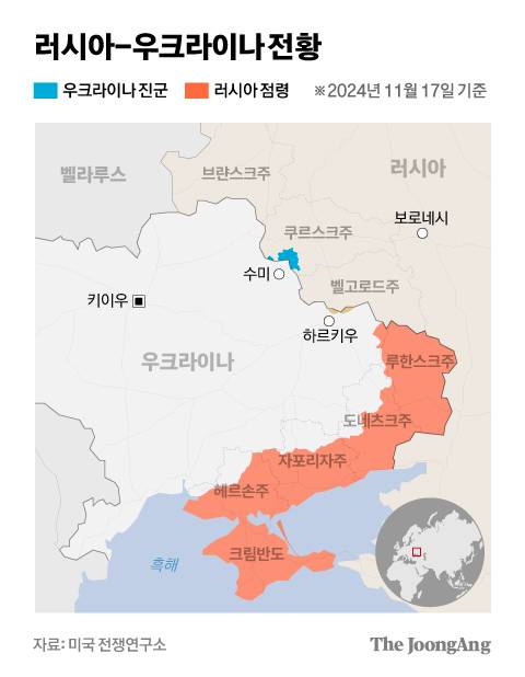 러시아-우크라이나 전황 그래픽 이미지. [자료제공=미국 전쟁연구소]
