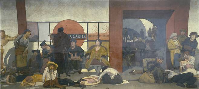 “전쟁은 참 참혹해.” 월터 베이즈의 언더월드. 1918년. 공습을 피해 지하로 대피한 시민들을 묘사한 그림. 기사 내용과는 관계없음.
