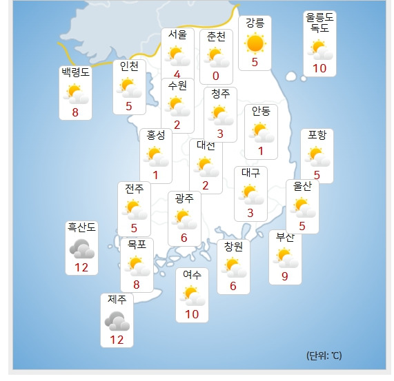 ⓒ기상청: 내일(25일) 오전 날씨