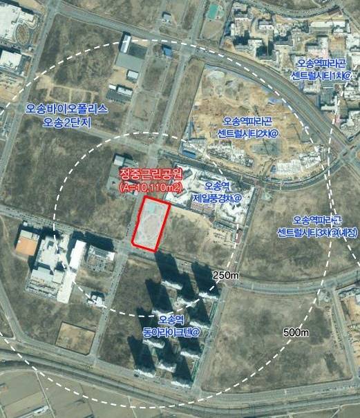 정중근린공원 물놀이장 위치도. [사진=청주시]