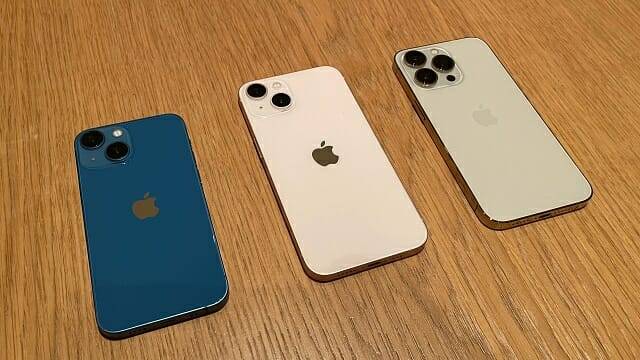 아이폰13 미니, 아이폰13, 아이폰13 프로. (사진=지디넷코리아)