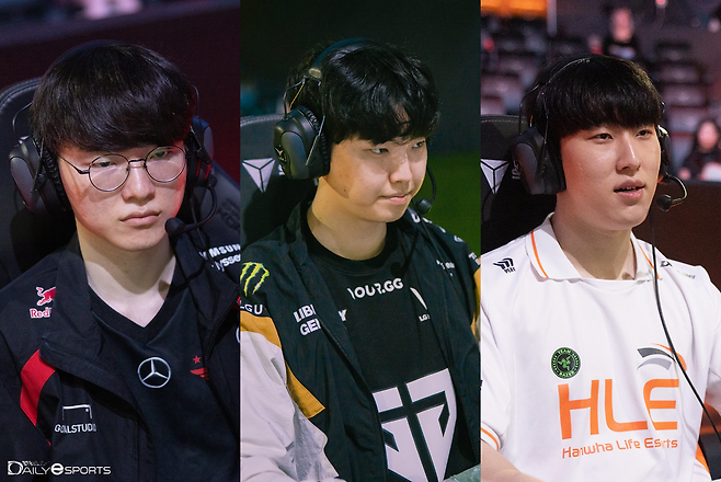 LCK '3강'의 미드라이너 '페이커'와 '쵸비', '제카'(왼쪽부터).