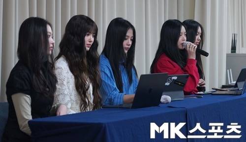 28일 오후 뉴진스(NewJeans, 민지, 하니, 다니엘, 해린, 혜인)가 전속계약해지 관련 긴급 기자회견을 진행했다. 사진=사진공동취재단
