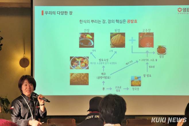 이홍란 샘표 우리맛연구중심 연구원이 잘 담그기의 과학적 원리에 대해 설명하고 있다. 사진=김건주 기자