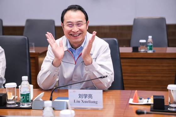 Liu Xueliang, general manager of BYD's Asia-Pacific auto sales division, speaks during an interview with the Korean press at the EV brand’s headquarters in Shenzhen, Guangdong Province, in southeastern China on Nov. 20. [BYD KOREA]