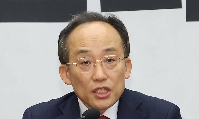 국민의힘 추경호 원내대표가 3일 오전 서울 여의도 국회에서 열린 원내대책회의에서 발언하고 있다. 연합뉴스