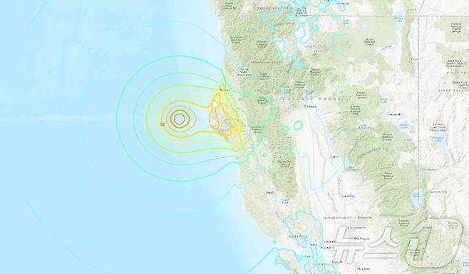 미국 캘리포니아 펀데일 인근 해상에서 규모 7의 강진이 발생했다. (출처=미국 지질조사국 홈페이지) 2024.12.6./뉴스1