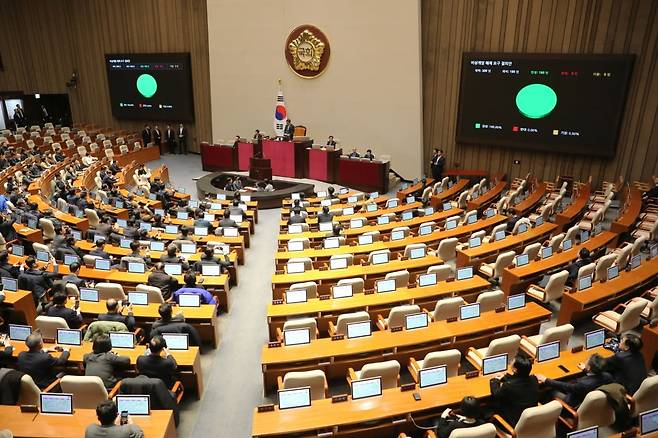 지난 4일 새벽 1시 비상계엄 해제 요구 결의안이 재석 190인, 찬성 190인으로 가결됐다. /연합뉴스