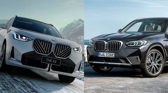 (좌) BMW 4세대 '더 뉴 X3'와 (우) BMW 3세대 'X3'