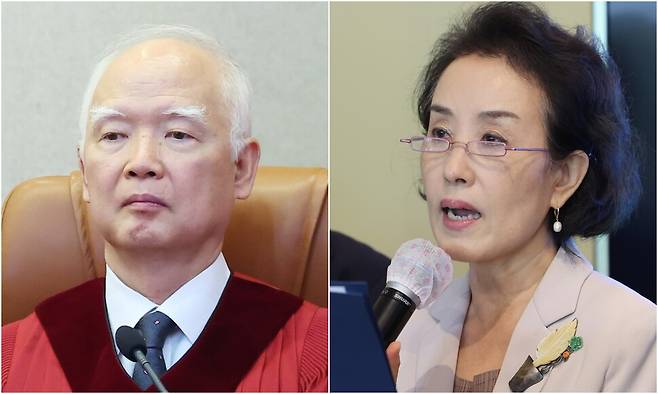 정형식 헌법재판소 재판관, 박선영 신임 진실화해위원장. 연합뉴스