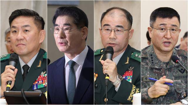 비상계엄의 주축으로 거명되는 핵심인물 4인. 왼쪽에서부터 이진우 수도방위사령관, 김용현 전 국방부 장관, 곽종근 육군특수전사령관, 박안수 육군참모총장. 뉴스1, 연합뉴스