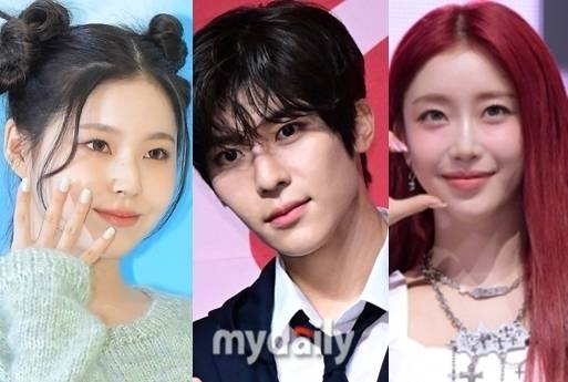 왼쪽부터 그룹 엔믹스 규진, NCT 시온, 스테이씨 수민