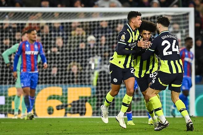 후반 23분 맨시티 리코 루이스가 동점골을 터트렸다. <저작권자(c) 연합뉴스, 무단 전재-재배포, AI 학습 및 활용 금지>