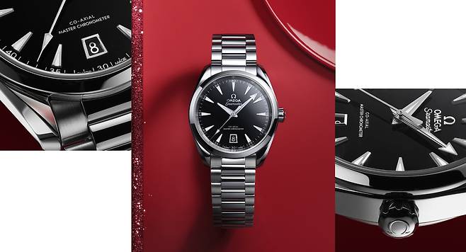 광택이 흐르는 블랙 래커 다이얼이 특징인 오메가의 씨마스터 아쿠아 테라. 브랜드의 오랜 베스트셀링 모델이다. [사진 오메가]