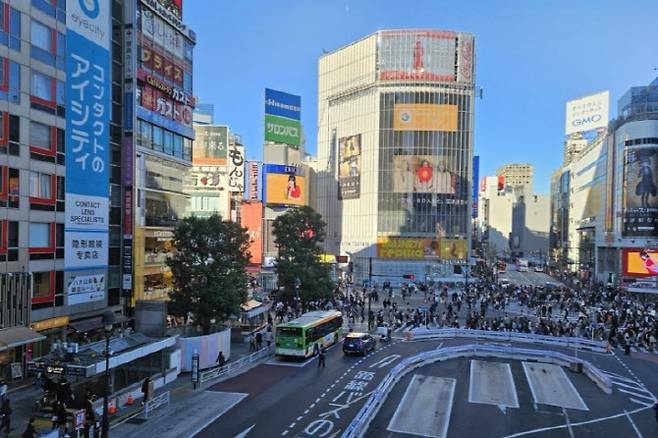 일본 도쿄 시부야역 주변 명소인 스크램블 교차로.(사진=연합뉴스)