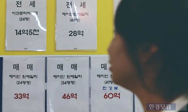 서울 서초구 반포동의 한 부동산 중개업소에 매물 시세가 붙어 있다.  /사진=최혁 기자