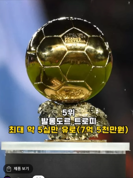 5위.png 전세계에서 가장비싼 축구트로피 순위