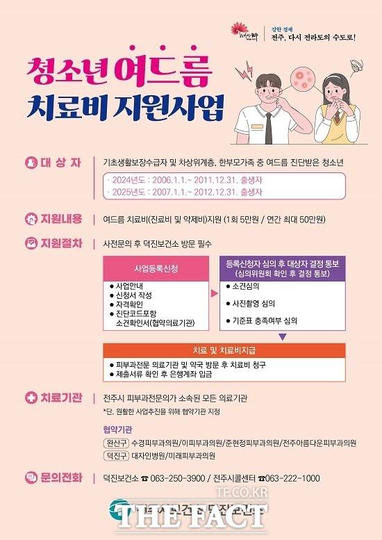 전주시 '청소년 여드름 치료비 지원사업' 홍보 포스터. /전주시