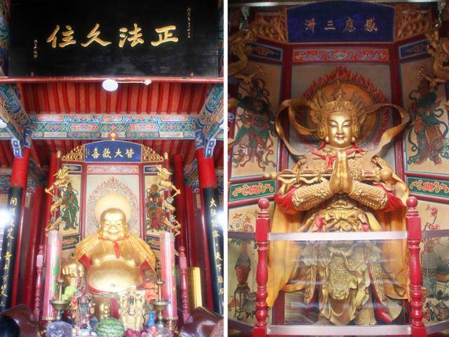 고묘보안사 천왕전의 미륵불과 위태보살. ⓒ최종명