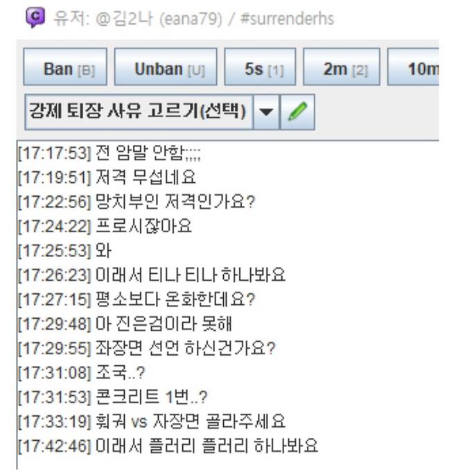 김이나로 추정되는 누리꾼의 인터넷 채팅 캡처. 온라인 커뮤니티 갈무리.