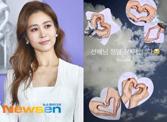 왼쪽부터 옥주현, 뉴진스가 소셜 계정에 업로드한 게시물/뉴스엔DB, 진즈포프리 계정 캡처