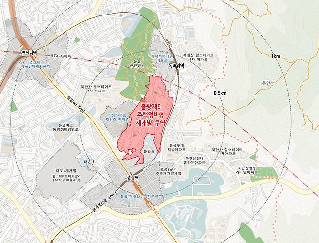 은평구 불광동 238번지 일대 불광5구역 위치도. 서울시