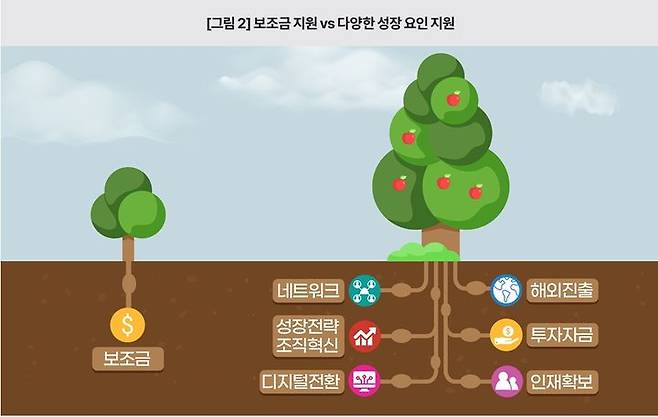 기업이 글로벌 시장에서 경쟁력을 갖추기 위해서는 연구개발(R&D) 분야에 보조금 중심 지원은 제한적이며, 민간 전문가와 협력한 맞춤형 지원 방식이 필요하다는 국책연구기관의 분석이 나왔다. (자료 =KDI 제공)  *재판매 및 DB 금지