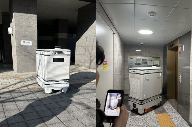 아파트 단지 내 '말단배송 로봇 서비스' 실증 현장 사진 (사진=국토교통과학기술진흥원)