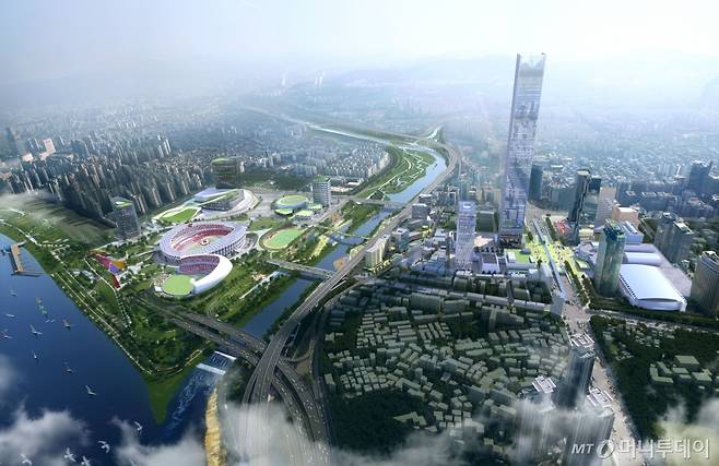 서울시가 코엑스~GBC~잠실종합운동장 일대에 조성할 SID(국제교류복합지구) 전경. SID 일대는 105층 GBC를 중심으로 세계 최고의 MICE 복합 단지로 조성된다./ 사진=서울시