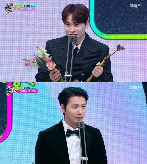 ‘살림남’ 박서진, ‘편스토랑’ 이상우가 ‘KBS 연예대상’ 신인상을 수상했다. 사진=KBS 연예대상