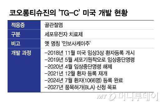 코오롱티슈진의 'TG-C' 미국 개발 현황/그래픽=김현정