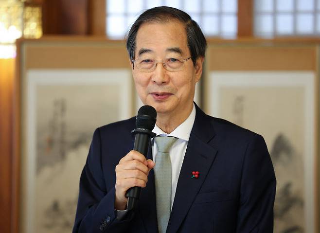 한덕수 대통령 권한대행 국무총리가 24일 서울 삼청동 총리 공관에서 열린 ‘서울재팬클럽(SJC) 오찬 간담회’에서 인사말을 하고 있다.(사진=연합뉴스)