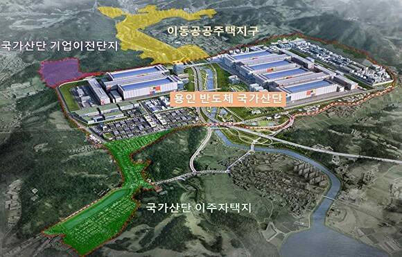 국가산업단지에 수용된 기업의 이주단지가 추가된 '용인 첨단시스템반도체 클러스터 국가산업단지 조감도. [사진=국토교통부]